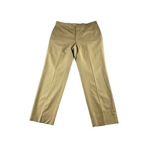 JACK VICTOR Men's Khaki Wool Dress Pants Size 36/32 Flat Front Classic Fit